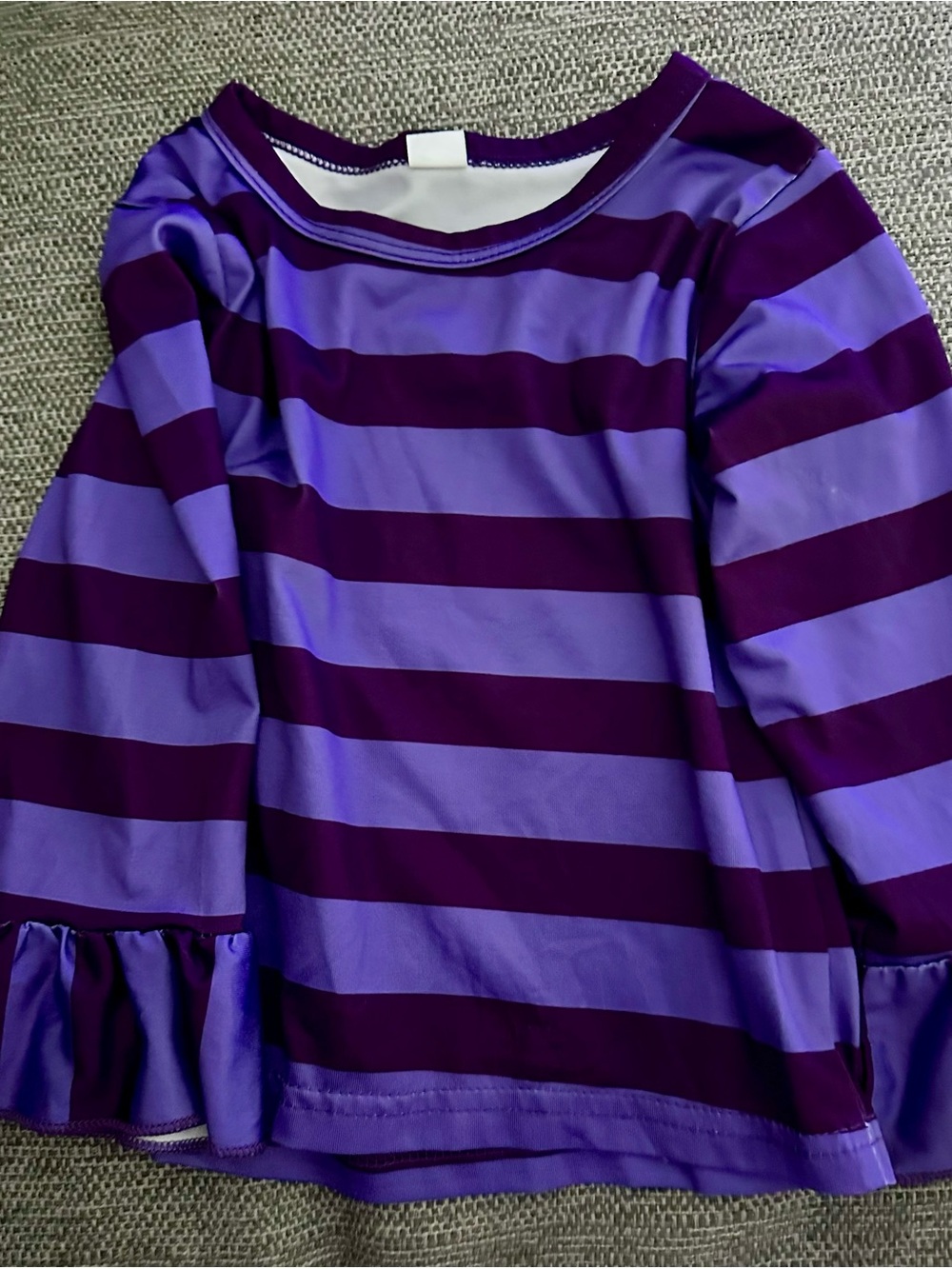 Purple Striped Ruffle-Sleeve Top